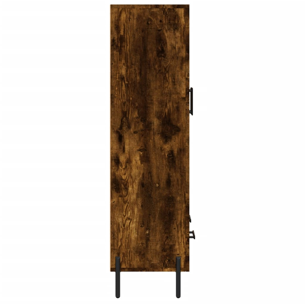 vidaXL 2 Glass Door Single Drawer Smoked Oak Highboard Image 7