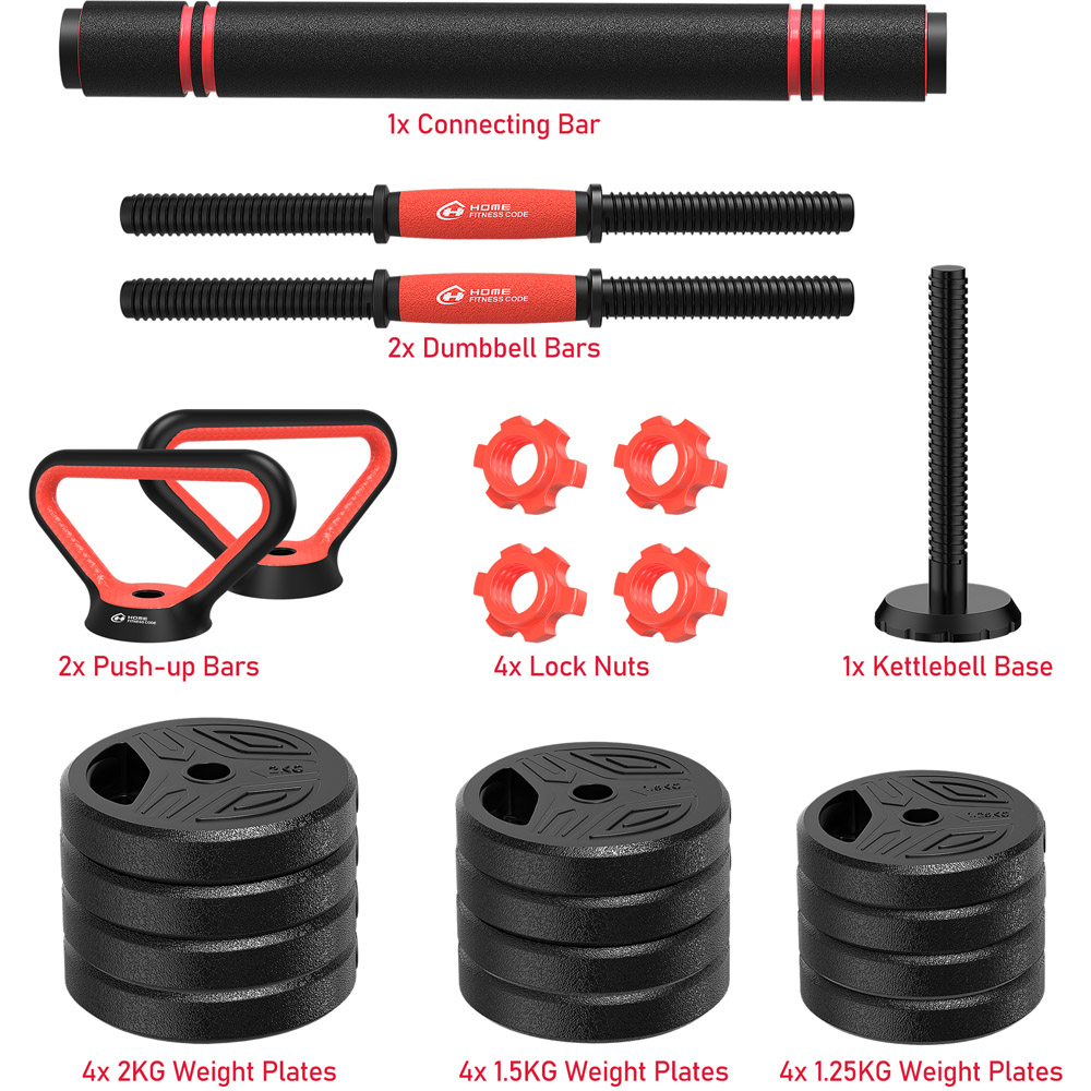 Rattrix Black 4-in-1 Multifunctional Dumbbell Set 20kg Image 6