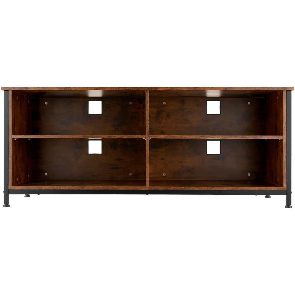 tectake Navan 4 Shelf Dark Rustic Wooden TV Unit with 4 Cable Cutouts Image 4