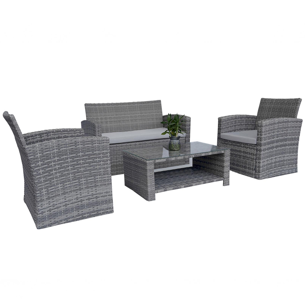Shatchi 4 Seater Grey Steel Garden Sofa Set Image 3