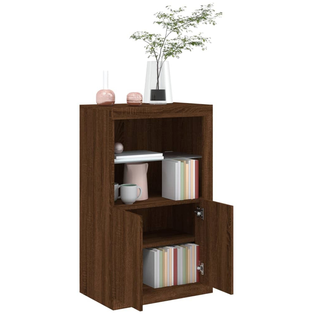 vidaXL 2 Door 2 Shelf LED Brown Oak Side Cabinet Image 7