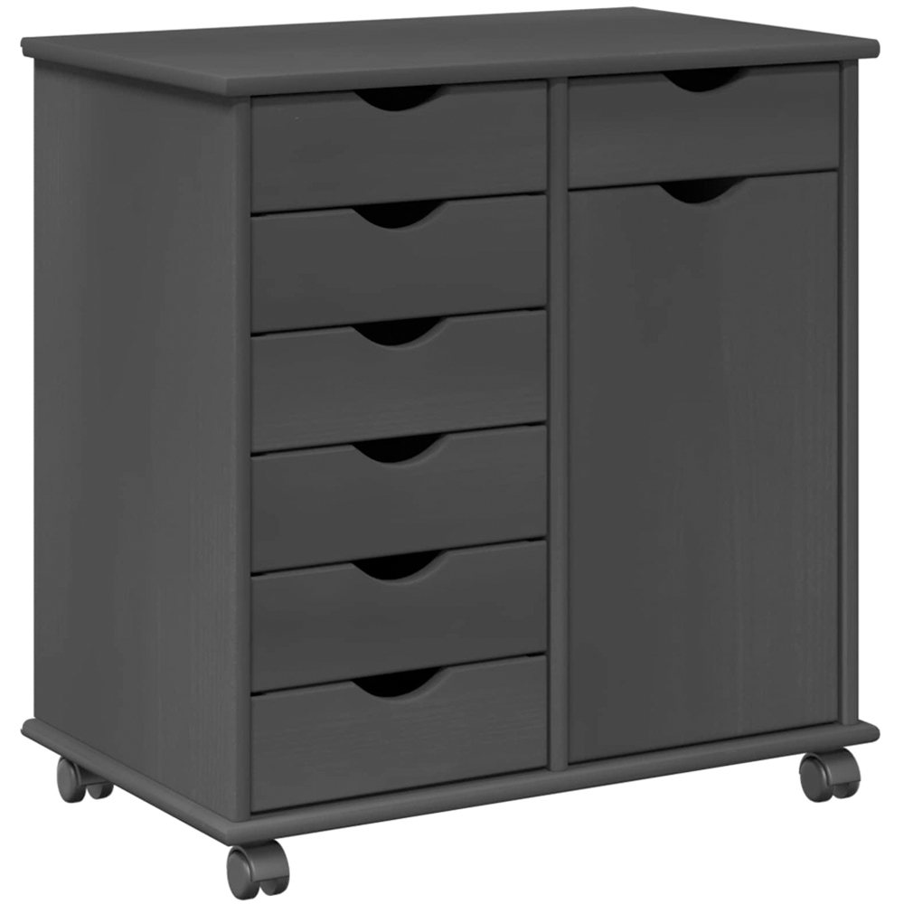 vidaXL Single Door 7 Drawer Grey Rolling Storage Cabinet Image 2