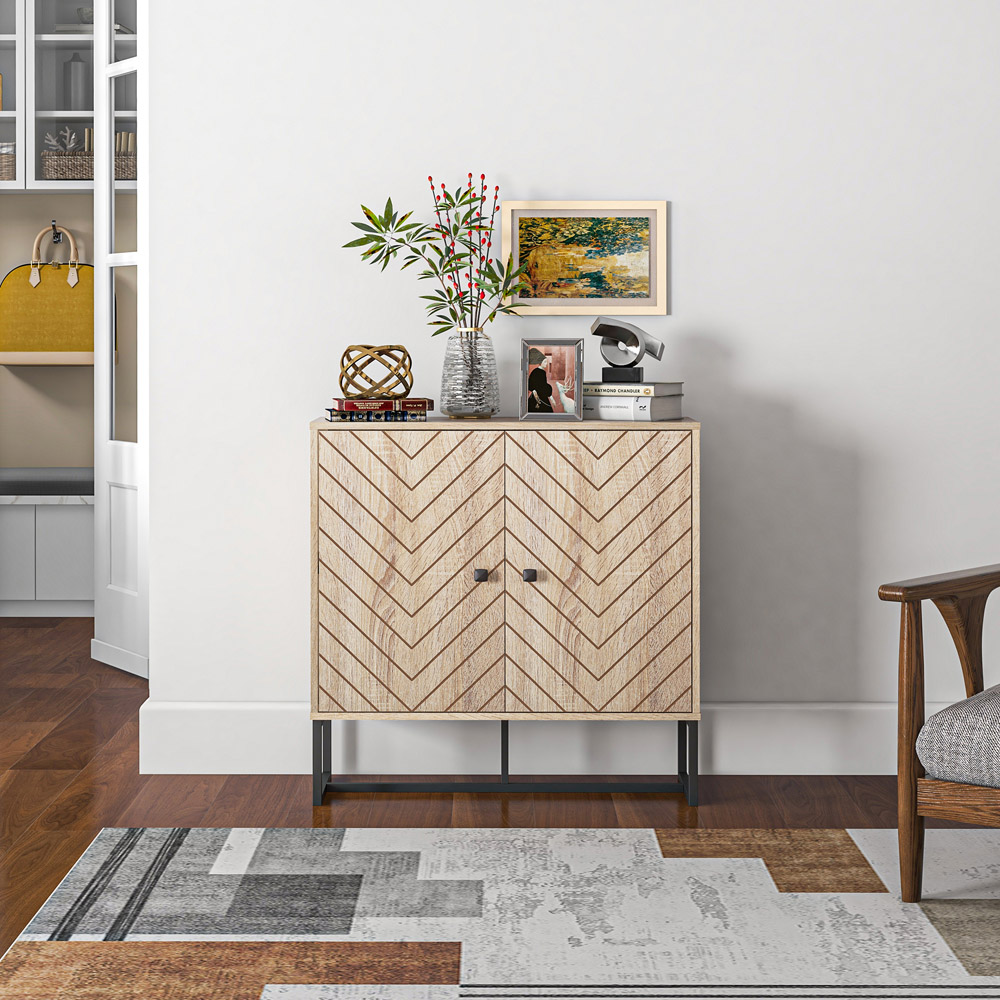 HOMCOM Embossed Arrow Storage Cabinet Image 4