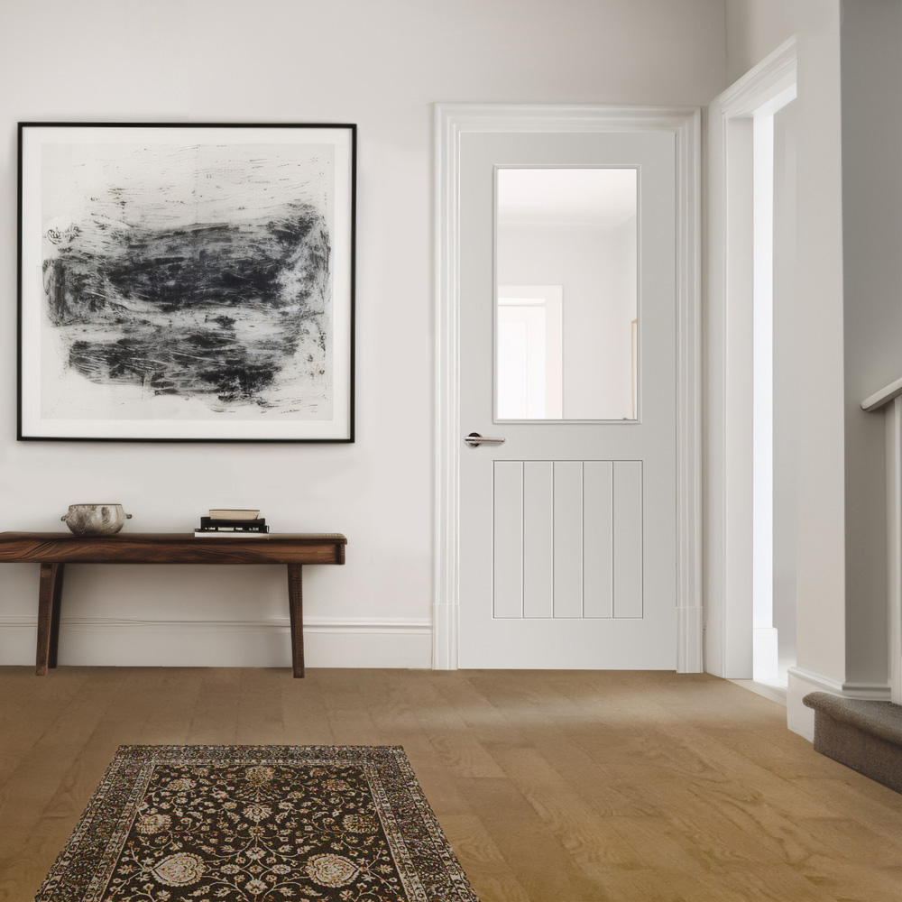 JB Kind Thames Cottage White Primed 1/2 Light Glazed Internal Door 2040 x 826mm Image 2