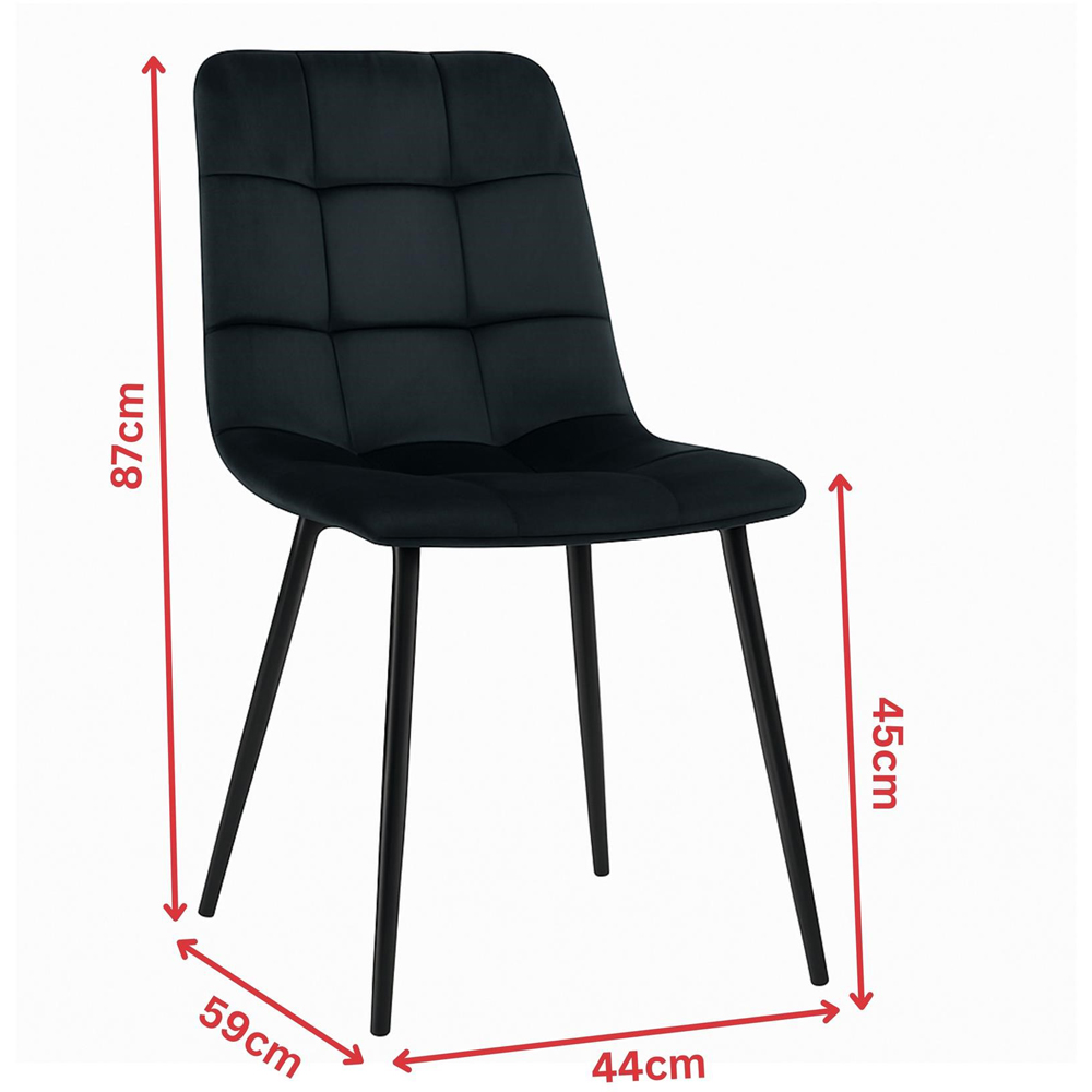 Kosy Koala 4 Seater Wood and Velvet Dining Table Set with Benches Black and Grey Image 9