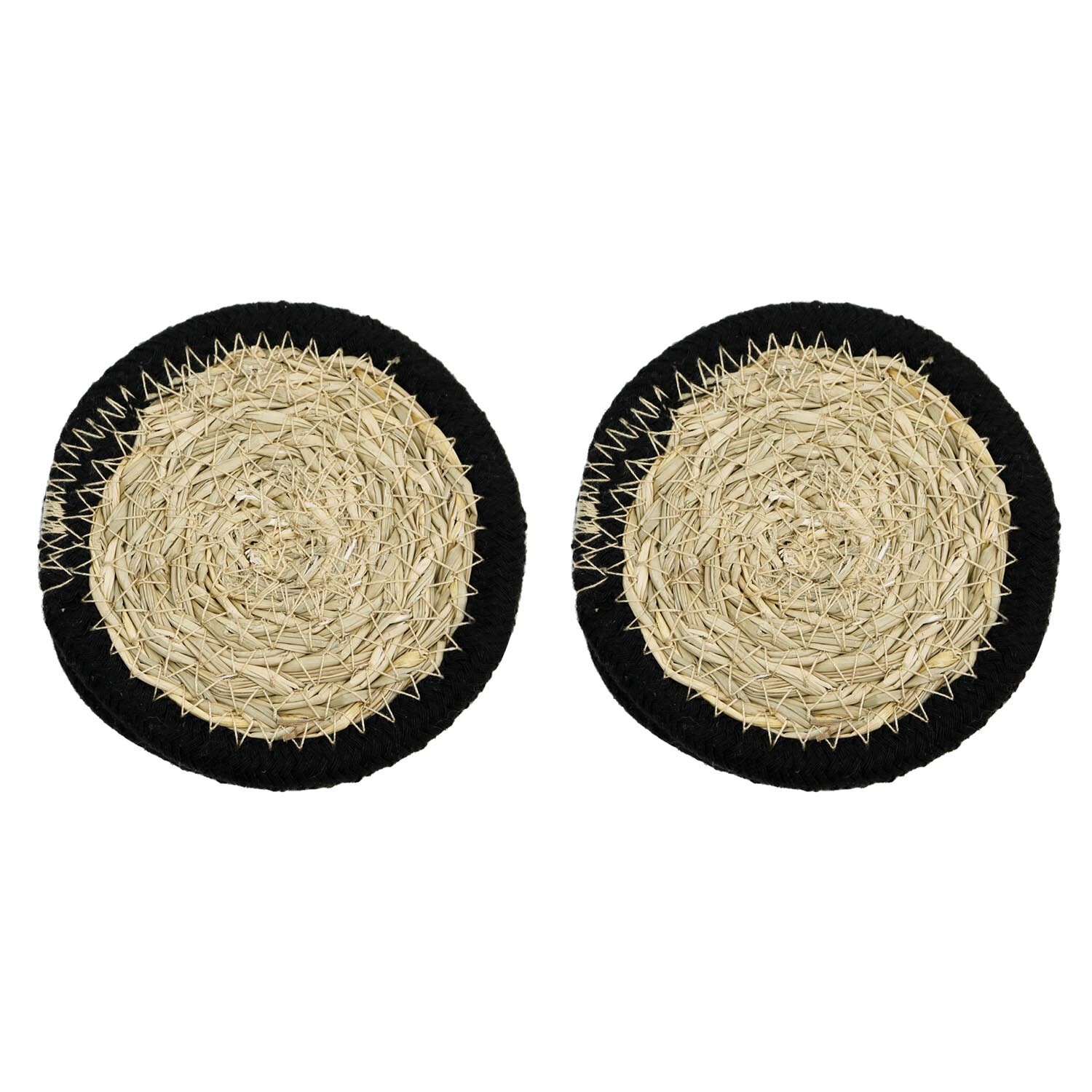 Pack of 4 Malmo Woven Edge Coasters - Brown & Black Image