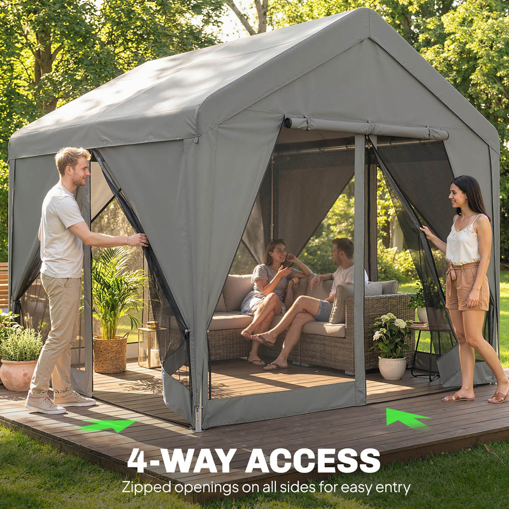 Outsunny 3 x 3m Dark Grey Gazebo with Netting and Curtain Image 6