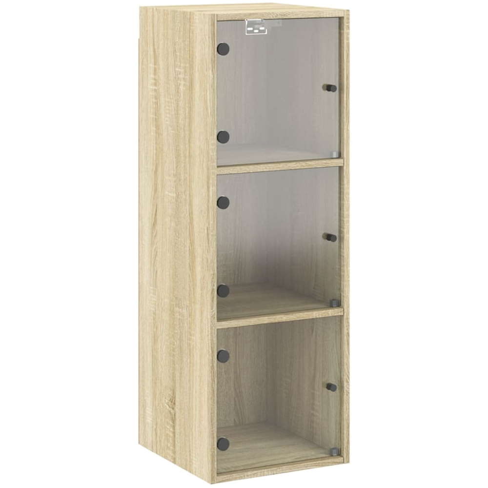 vidaXL 2 Door Sonoma Oak Glass Wall Cabinet Image 2
