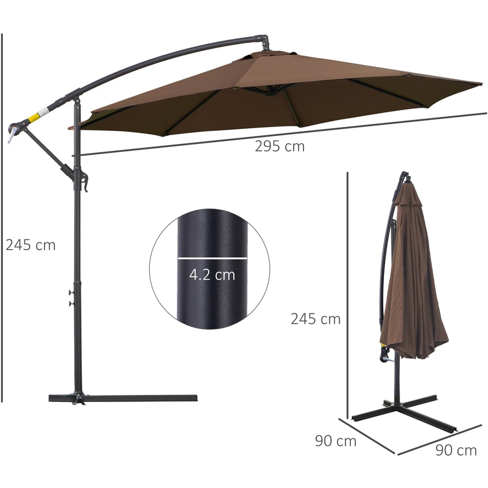 Outsunny Brown Cantilever Banana Parasol 3m Image 7