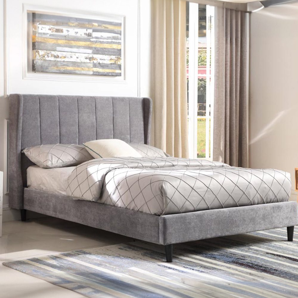 Seconique Double Dark Grey Velvet Amelia Bed Frame Image 1