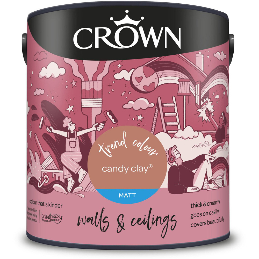 Crown Walls and Ceilings Candy Clay Matt Emulsion Paint 2.5L Image 2