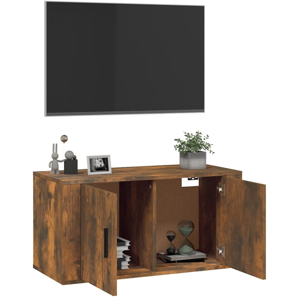 vidaXL 2 Door Smoked Oak Wall Mounted TV Cabinet Image 5