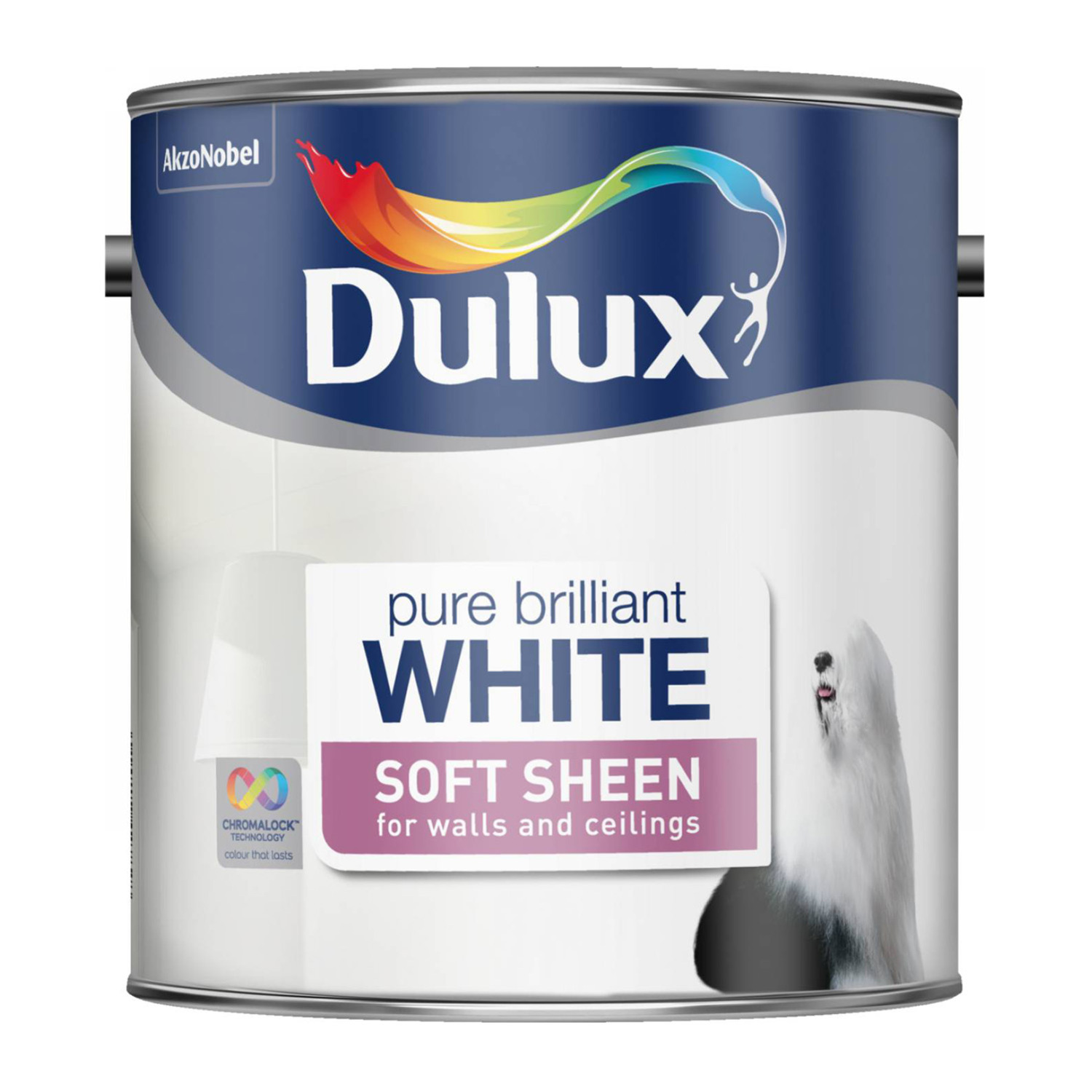 Dulux Walls & Ceilings Pure Brilliant White Soft Sheen Paint 2.5L Image 2