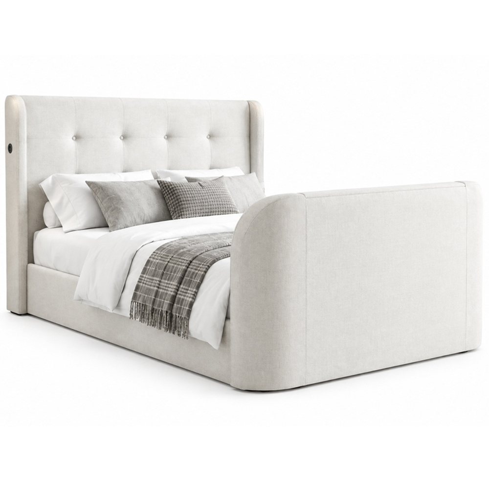 Webb Daniels MediaMax Small Double Natural Fabric Ottoman Media TV Bed with 4.1 Soundbar Image 2