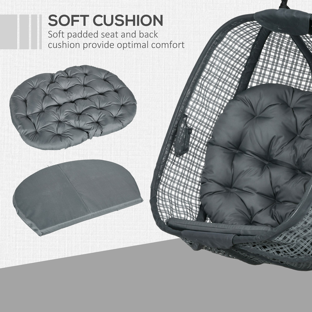 Outsunny Dark Grey Egg Chair with Cushions Image 6