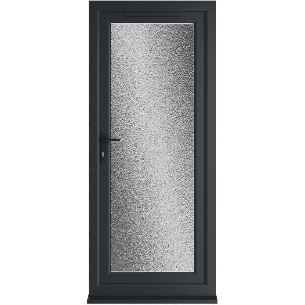Crystal uPVC Triple Glazed Door Full Glass Right hand Grey White Obscure Glass 840x2090mm Image 1