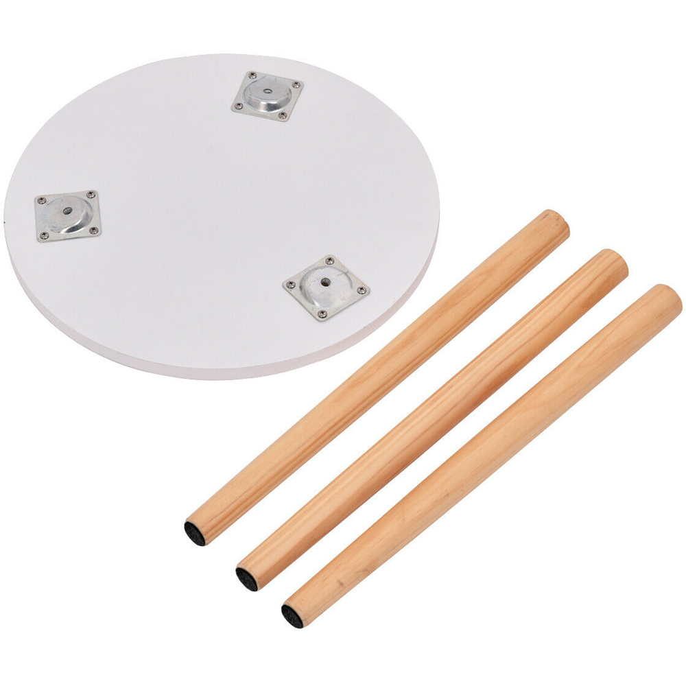 Costway White Natural Wood Legs Round Side Table Image 5
