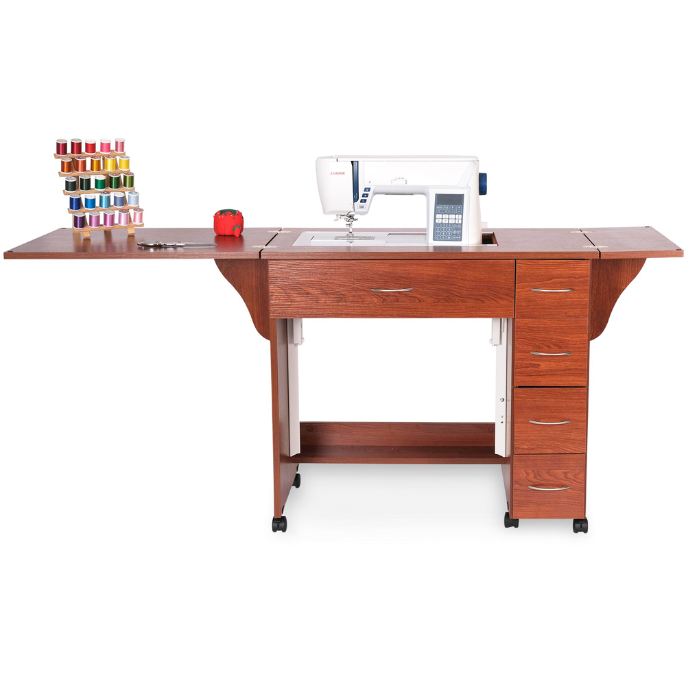 Arrow Cabinets Alice 205 4 Drawer Teak Fold-Out Sewing Cabinet Image 2