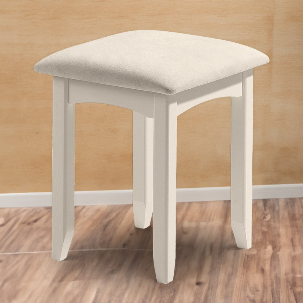 Julian Bowen Cameo Stone White Lacquered Dressing Table Stool Image 1