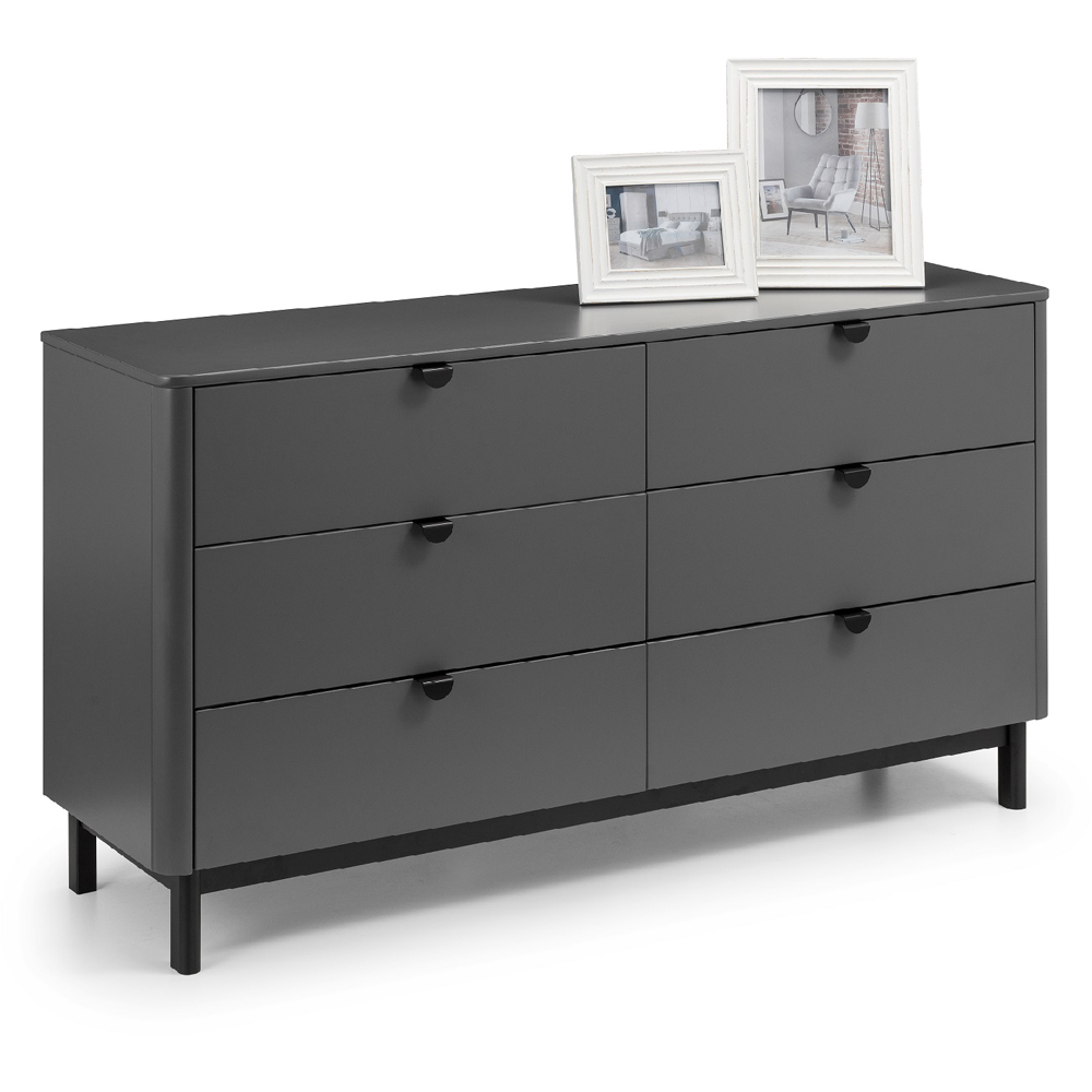 Julian Bowen Chloe 6 Drawer Storm Grey Lacquer Wide Chest of Drawers Image 3