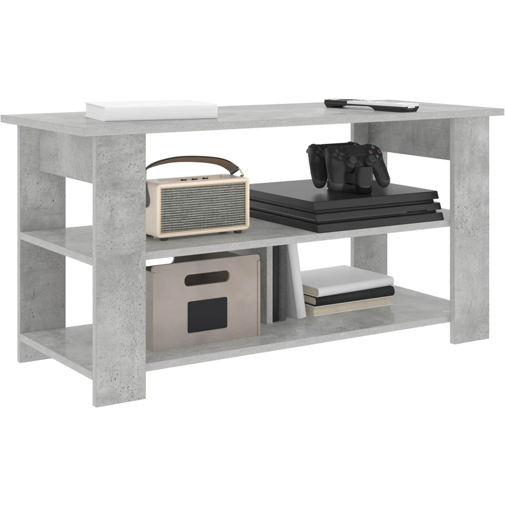 vidaXL 3 Shelf Concrete Grey TV Stand Image 3