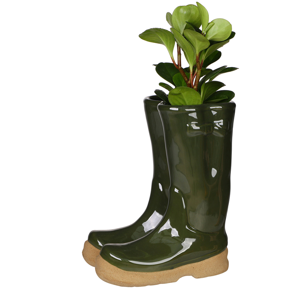 Dibor Dark Green Double Wellington Planter 29.5cm Image 1