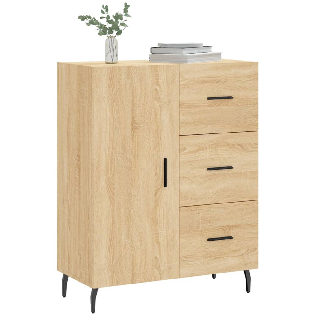 vidaXL Single Door 3 Drawer Sonoma Oak Sideboard Image 3