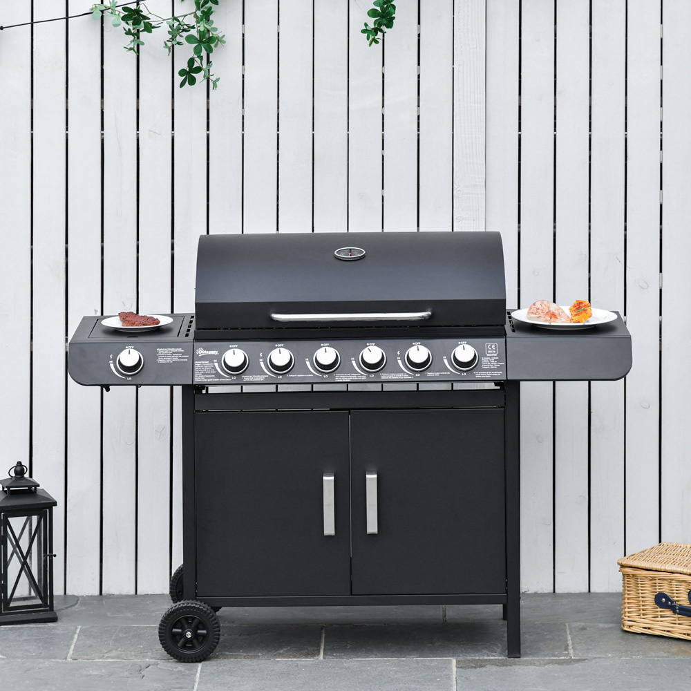Outsunny Black 7 Burner Gas Grill with Storage Image 2