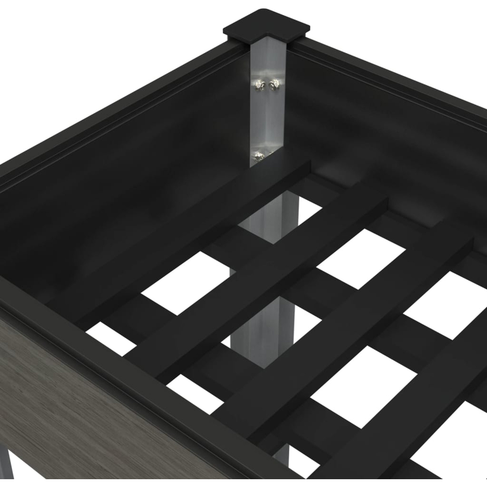 vidaXL Grey Wood Plastic Composite and Steel Raised Garden Bed with Shelf 150 x 50 x 75cm Image 4
