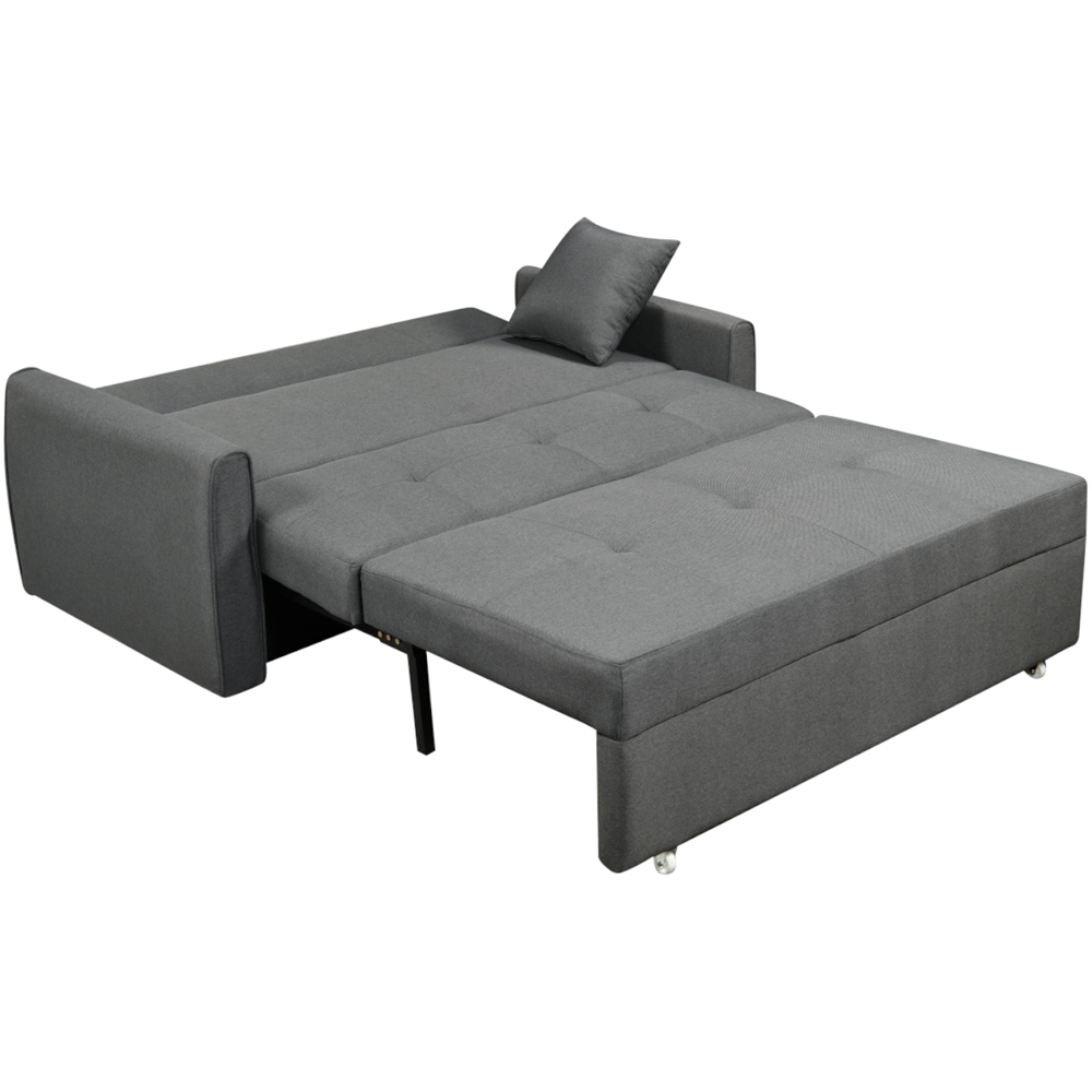 Comfy Living 2 Seater Grey Linen Pull Out Sofa Bed Image 5