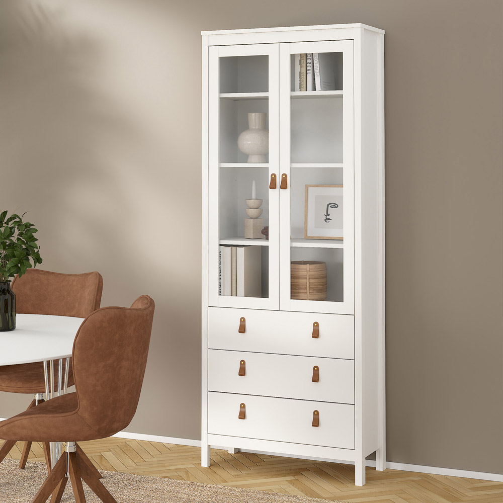 Florence Barcelona 2 Door 3 Drawer White Display Cabinet Image 5