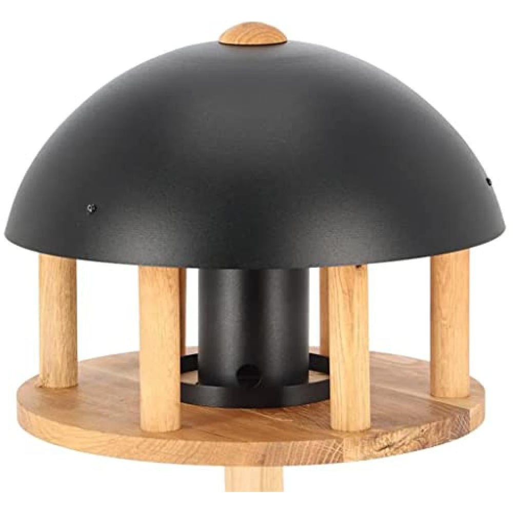 Fallen Fruits Round Oak Bird Table with Black Roof Image 3