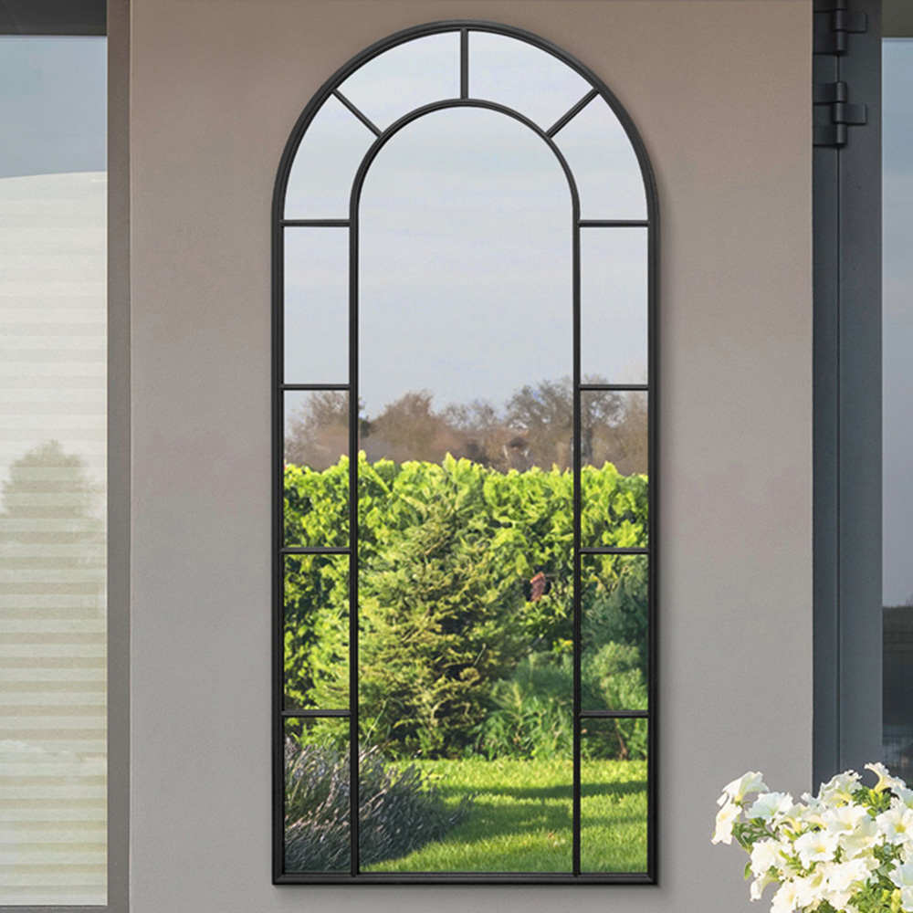 MirrorOutlet The Arcus Black Framed Arched Leaner Garden Wall Mirror 190 x 85cm Image 2