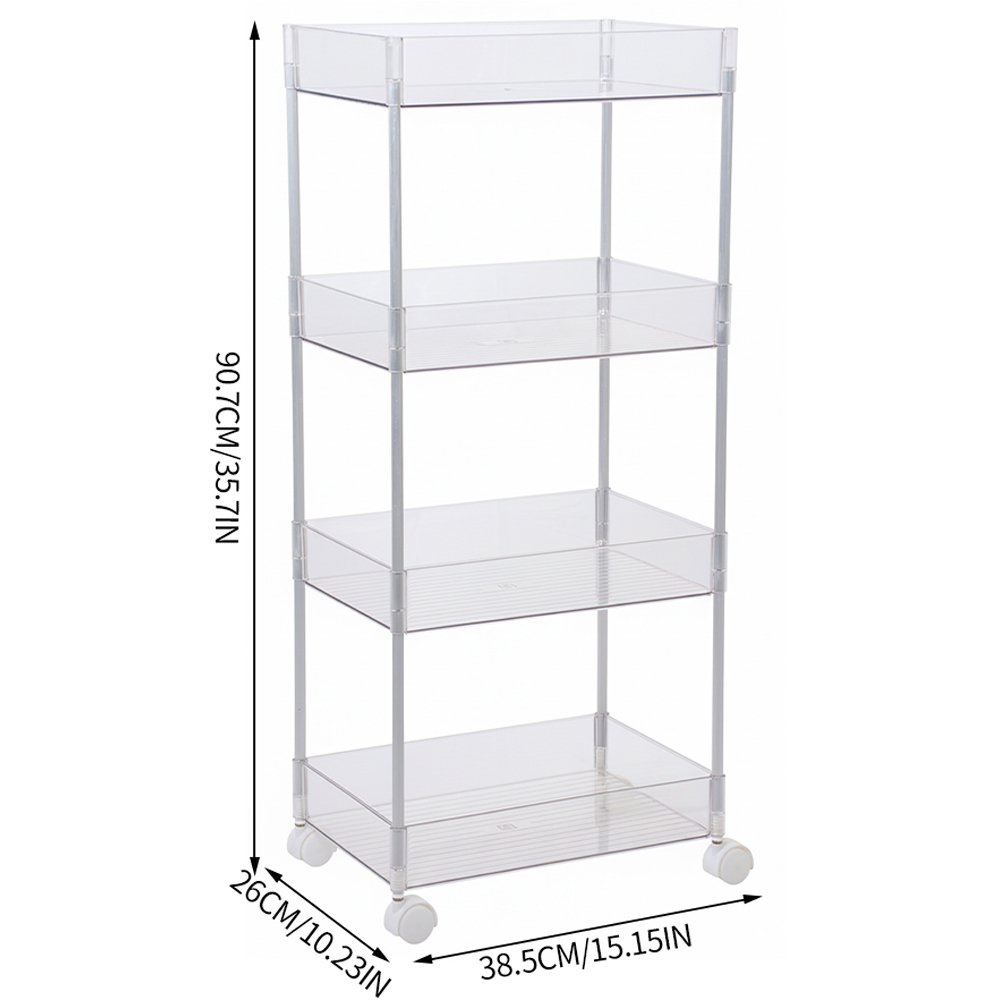 Living and Home 4 Shelf Clear Rolling Storage Cart Image 8