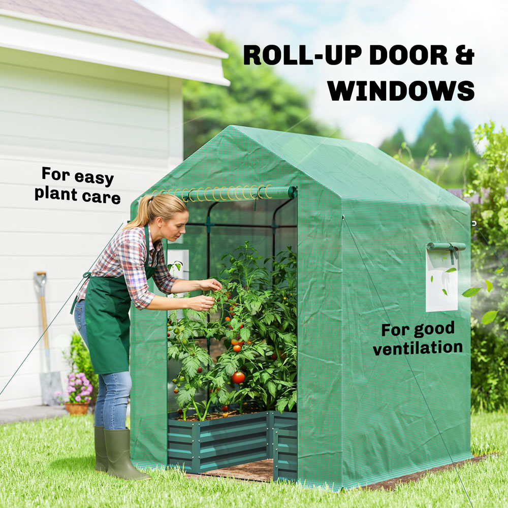 Outsunny Green 6.5 x 2.4ft Mini Greenhouse with Roll Up Door Image 5