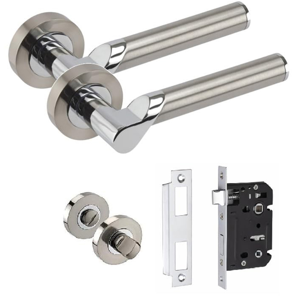 Golden Grace Titan Satin Nickel Polished Chrome Bathroom Handle 64mm Image 1