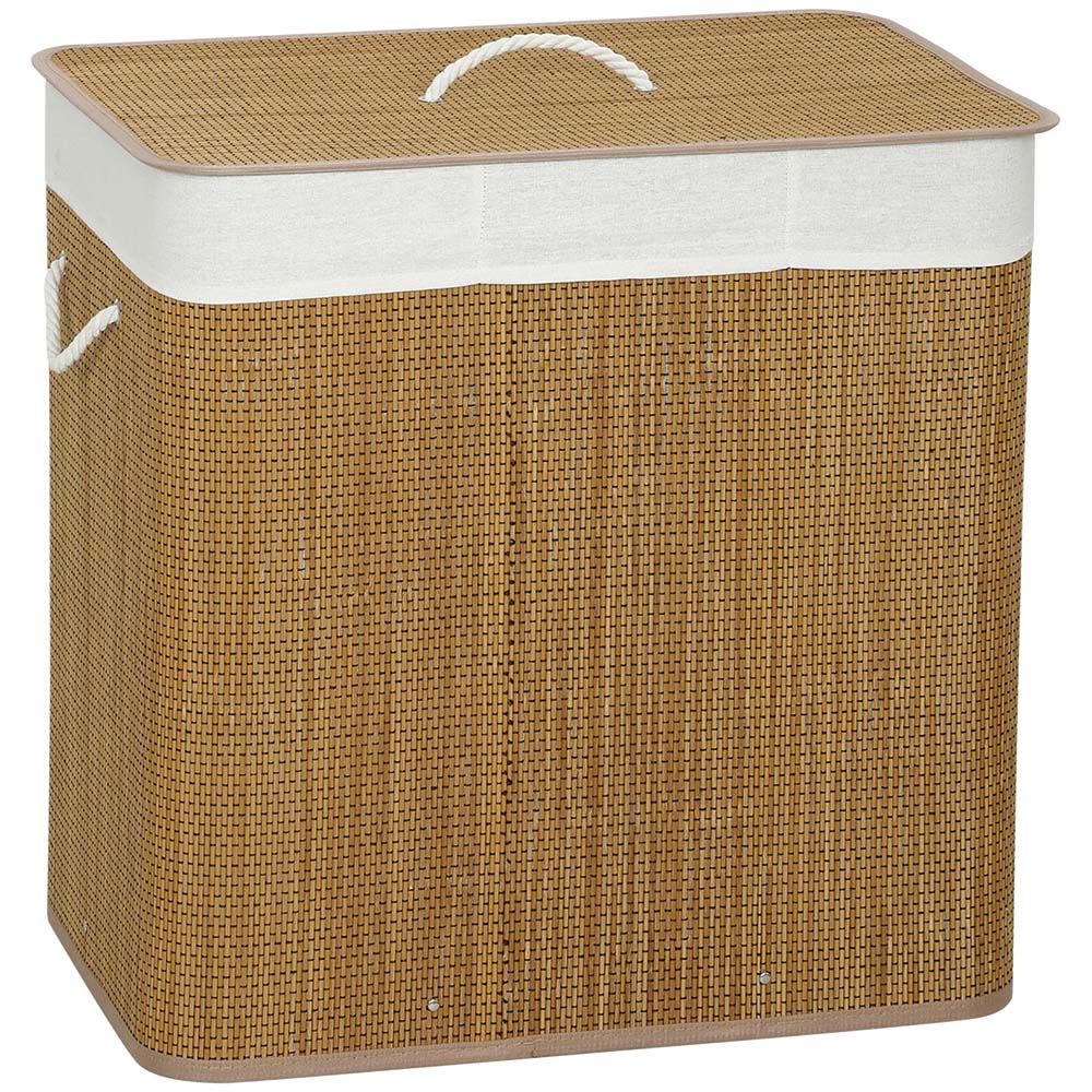 HOMCOM Brown Laundry Basket with Lid 144L Image 1