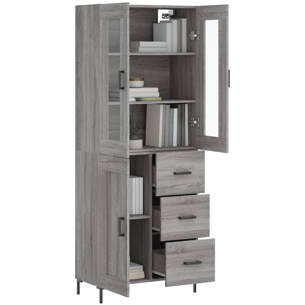 vidaXL 3 Door 3 Drawer Grey Sonoma Highboard Image 3
