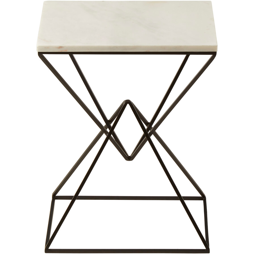 Premier Housewares Shalimar Black Geometric Rectangular Side Table with Marble Top Image 2