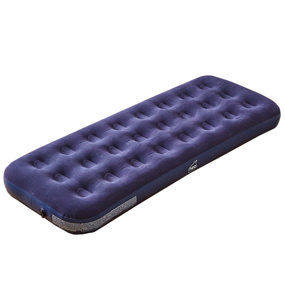 Neo Single Raised Flocked Inflatable Mattress Airbed with Electric Air Pump Image 1