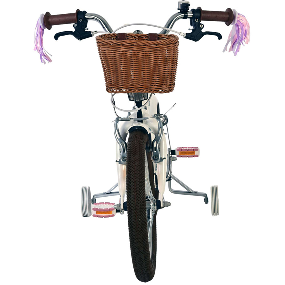 Volare Blossom Kids 16 inch White Bike with Stabilisers Doll Seat and Basket Image 3