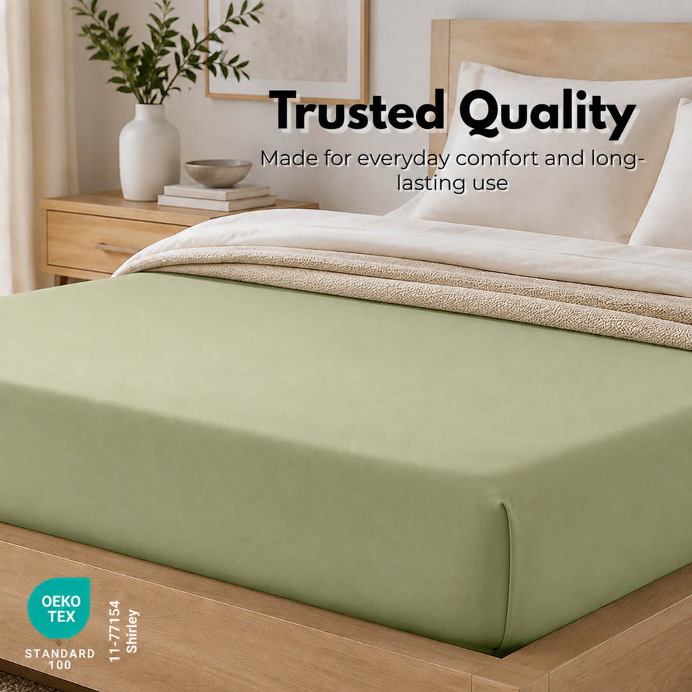 MHG Living Small Double Sage 30cm Deep Pocket Fitted Sheet Image 7