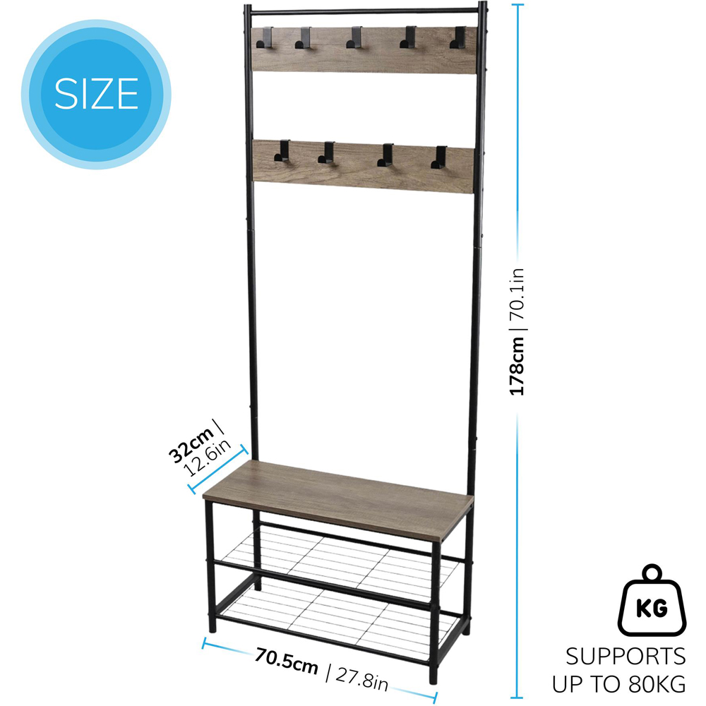 House of Home Rustic Light Brown Coat Rack Stand Image 8