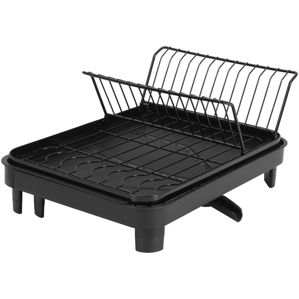 Living and Home Black Dish Drainer with Drying Tray Image 3