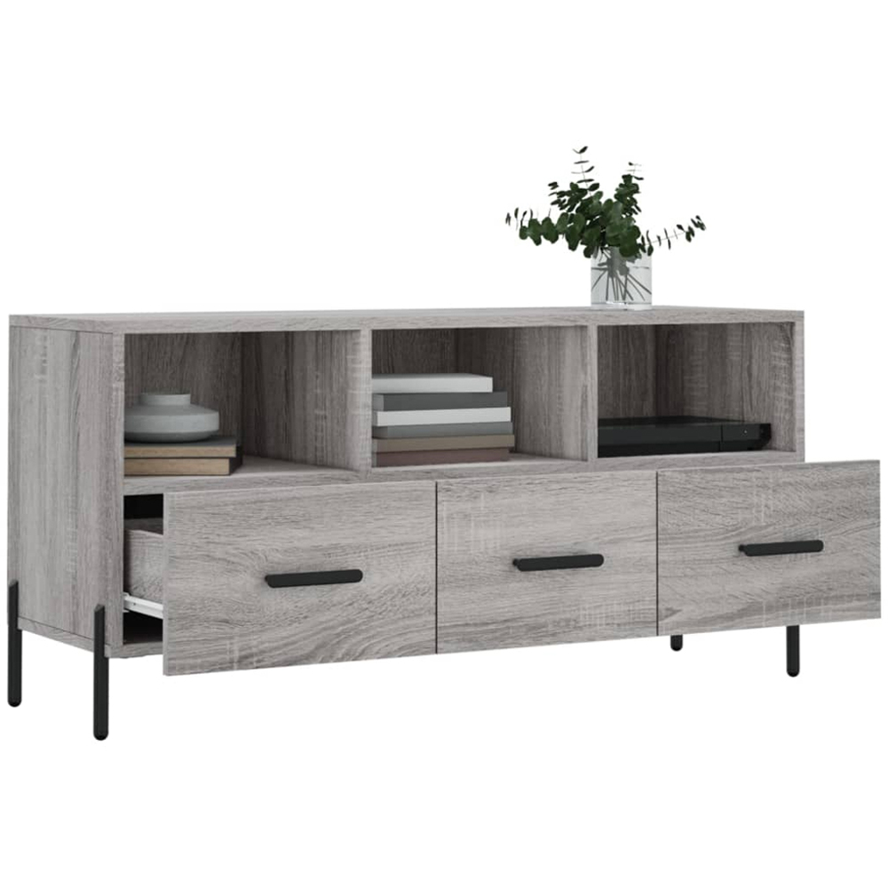 vidaXL 3 Drawer 3 Shelf Grey Sonoma TV Cabinet Image 4