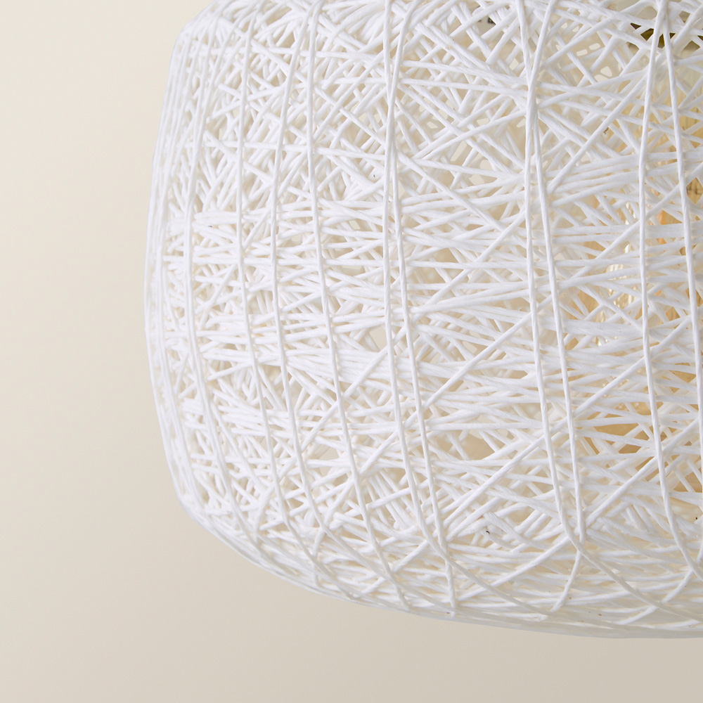 ValueLights Bjorn White Doughnut Twine Rattan Pendant Shade Image 4