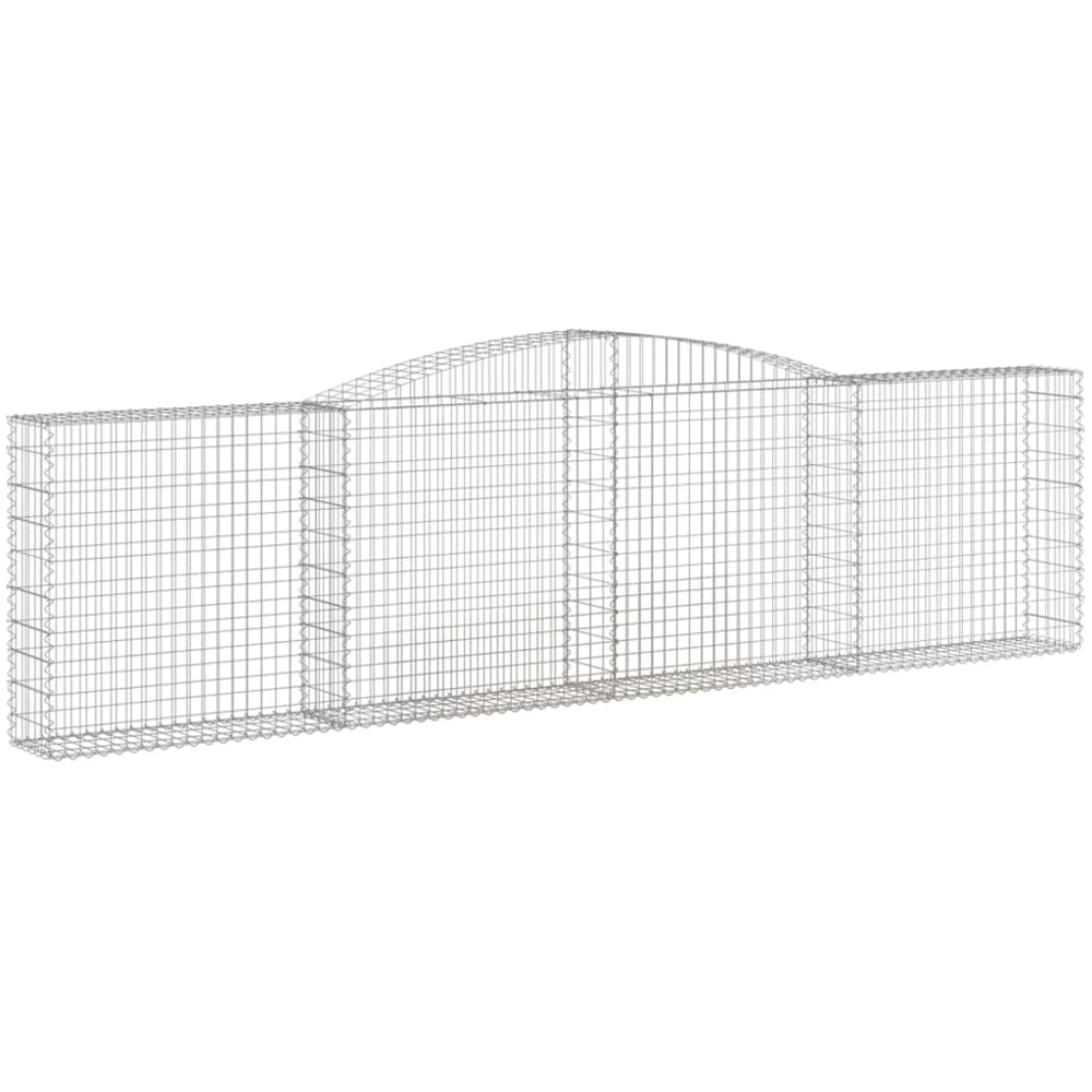 vidaXL Silver Galvanised Iron Arched Gabion Basket 100/120 x 30 x 400cm Image 1