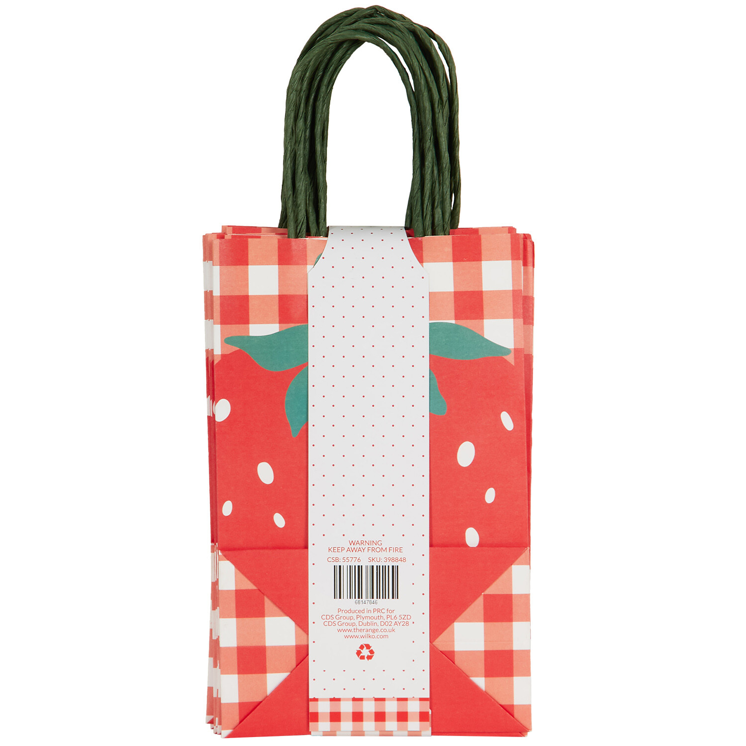 Pack of 8 Strawberry Party Bags  - Red and White Image 2