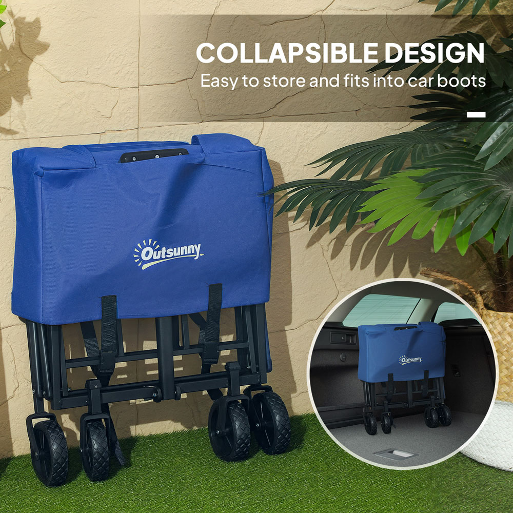 Outsunny 62L Blue Heavy Duty Folding Garden Trolley Image 6