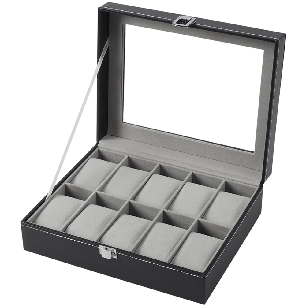 Living and Home 10 Slot Premium Faux Leather Watch Case Image 3